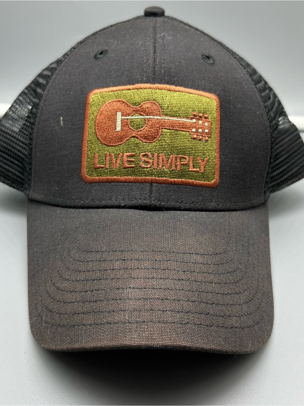 Patagonia Live Simply Guitar Adjustable Cap Hat Black SnapBack Used